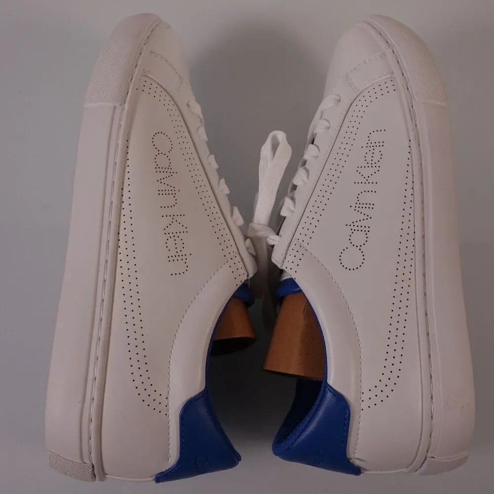 Calvin Klein Womens Cashe Lace Up Sneakers White and Blue Size 10M Brand New